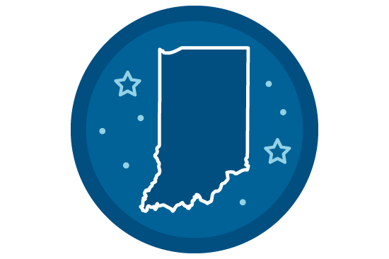 blue circle with outline of indiana