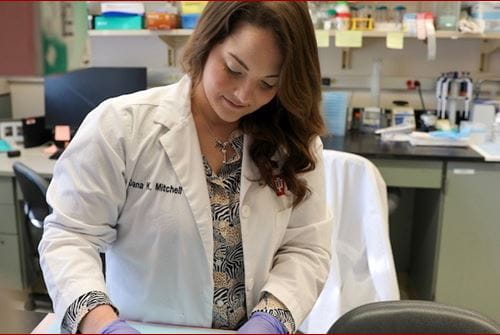 Dana Mitchell in the lab