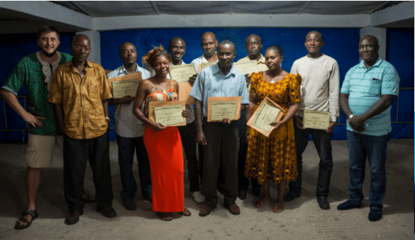 Michael Davis with Liberia Respiratory Care Institute graduates