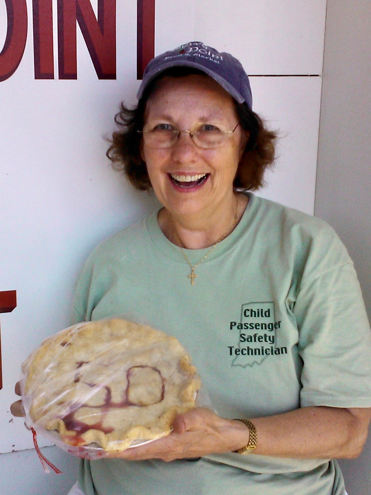 Marilyn Bull with a cherry pie