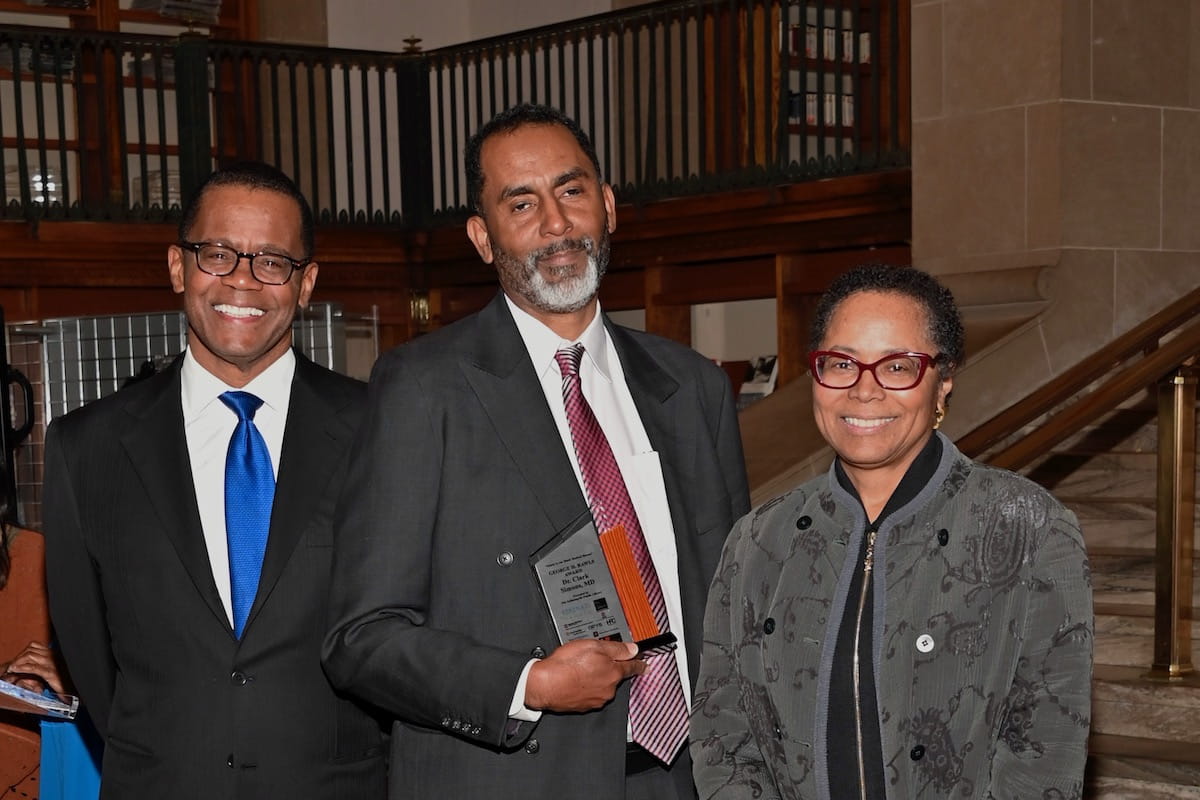Clark Simons with his award at the Black Medical Heroes Reception
