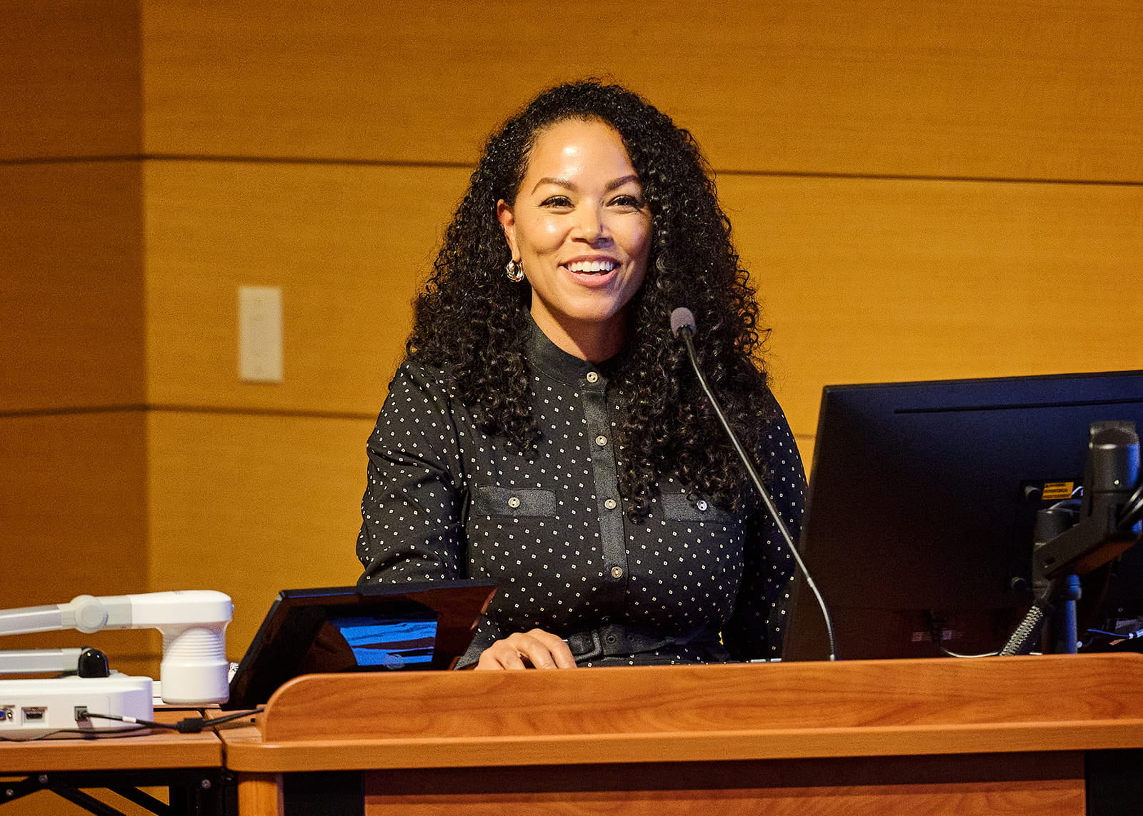 Dr. Chemen Neal speaks at the Fall All School Meeting