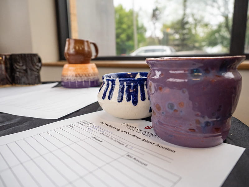Pottery pieces in the silent auction