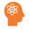 icon of an atom inside a person's head