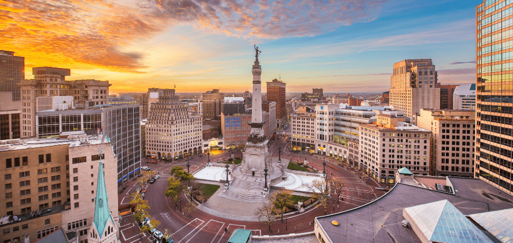 Photo of Monument Circle in downtown Indianapolis