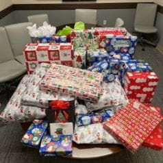 Stack of holiday presents