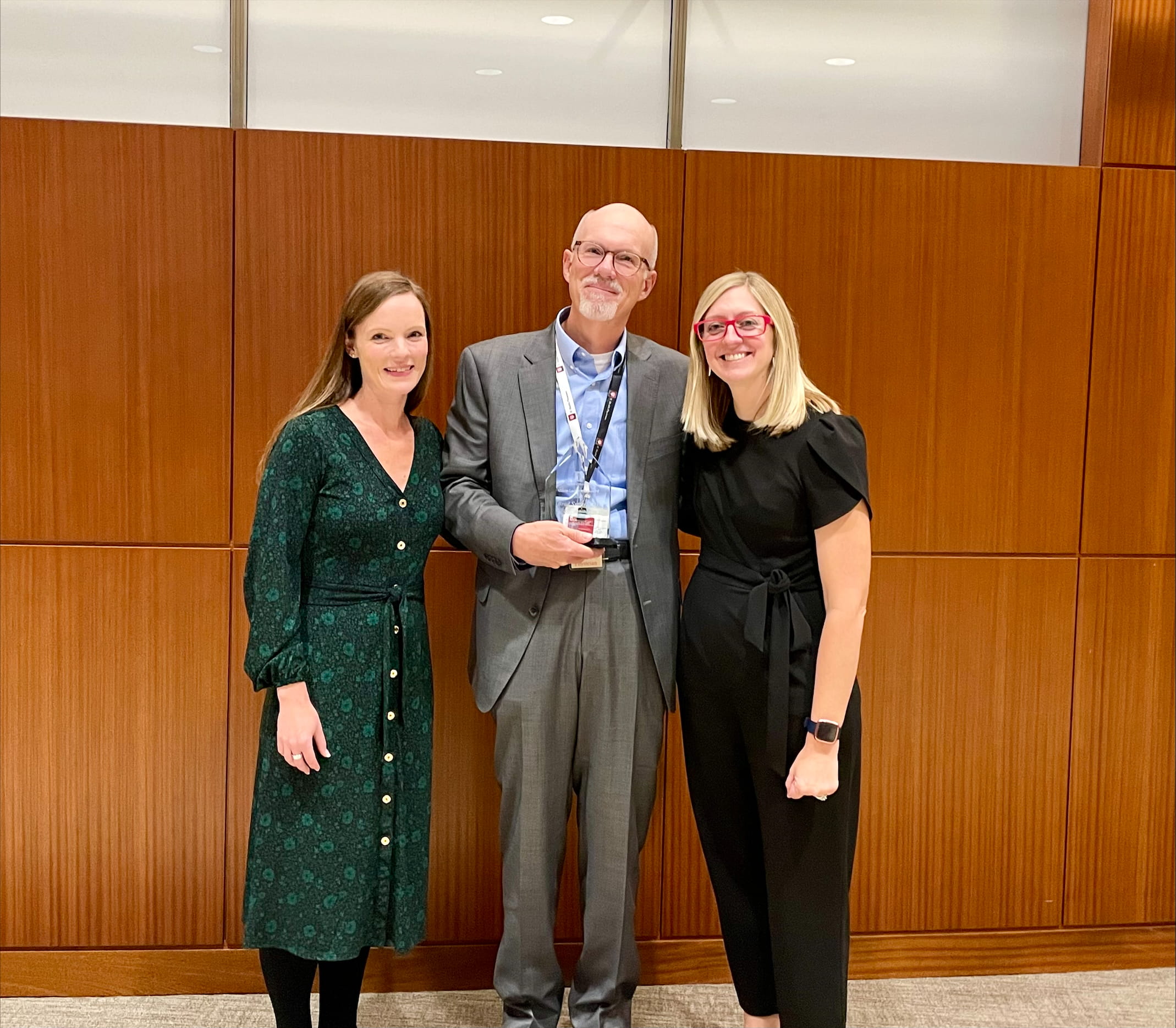 Brad Sutter, MD, with Julie Clary, MD, MBA, (left) and Tara Casey, MHA. Sutter was given a Values Leadership Award.