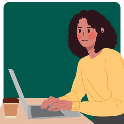 Illustration of a woman using a laptop