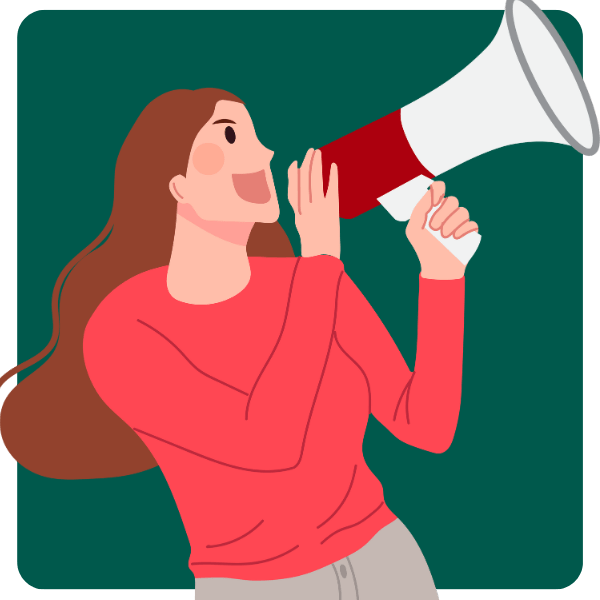 Illustration of a woman yelling into a megaphone