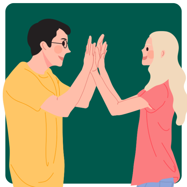 Illustration of a man and woman high-fiving