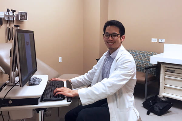 a fellow at work in the clinic