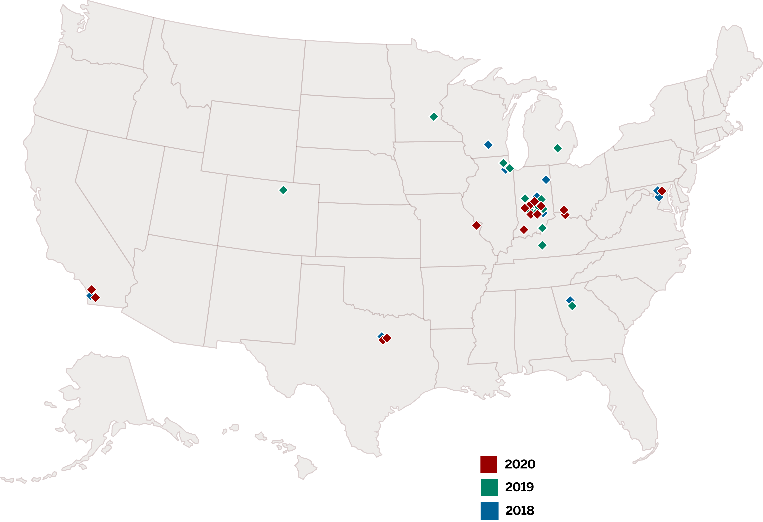 Current locations of 2018 internal medicine-pediatrics residency graduates