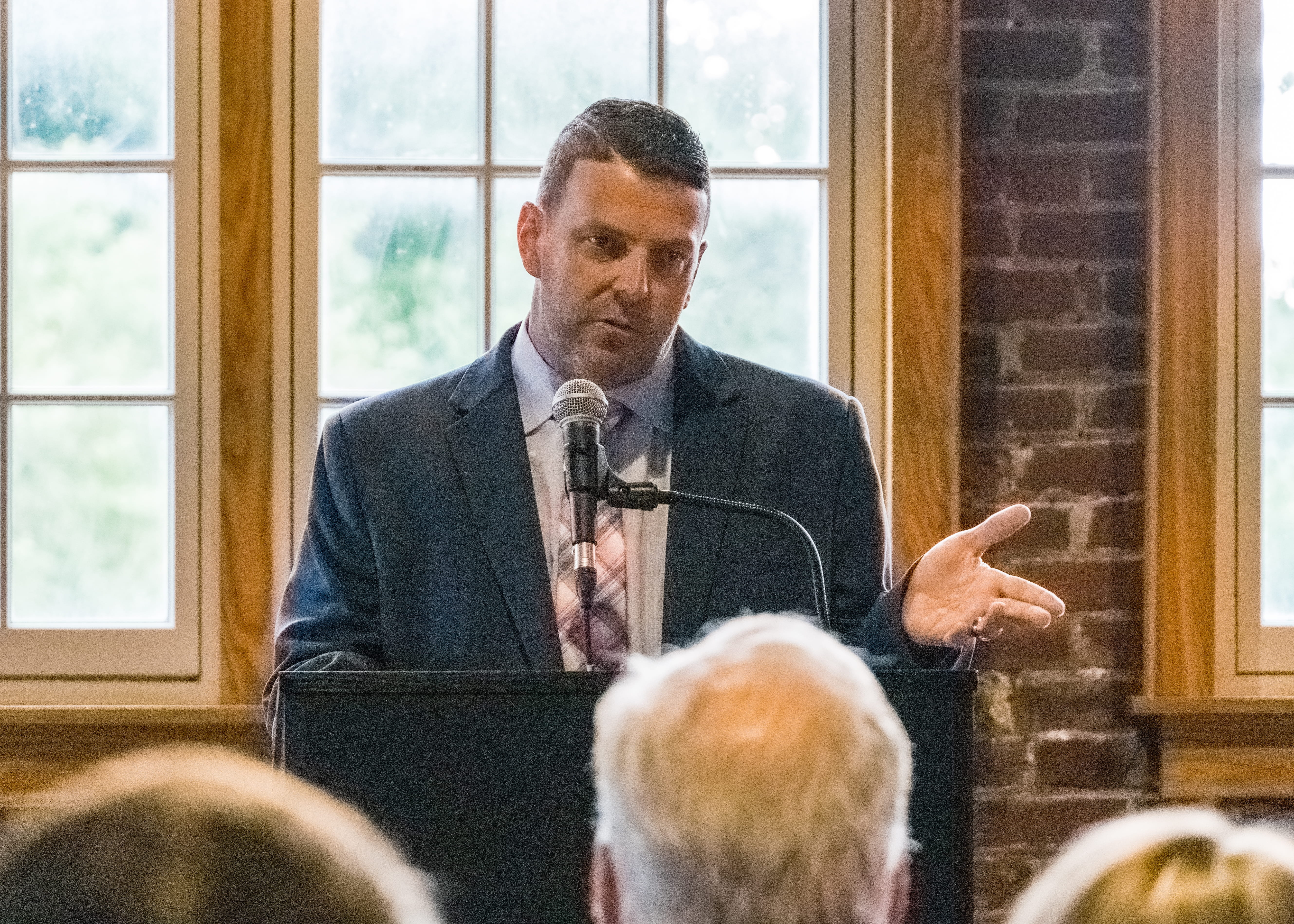 Dr. Troy Markel giving his speech at his investiture