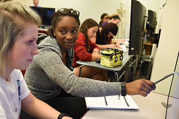 students work together in class