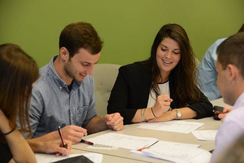 students work together in the classroom