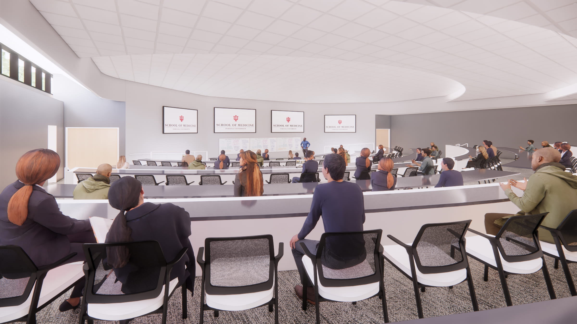 architect's rendering shows a round classroom in the new building