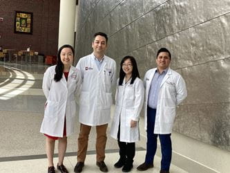 Pictured left to right: Angela Chen, MD, Burcin Ekser, MD, Yujin Park, MD and Kevin Lopez.