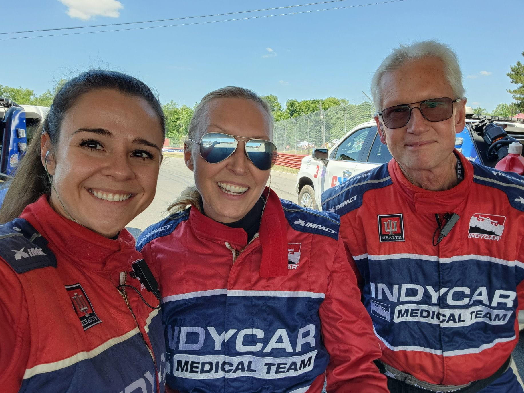 Drs. Julia Vaizer, Melissa McCarthy and Geoffrey Billows at the Indianapolis Motor Speedway
