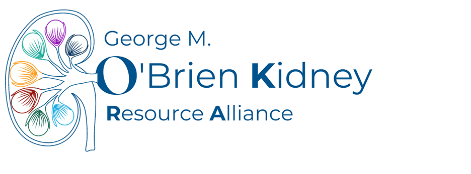an illustrated kidney with text reading "George M. O'Briend Kidney Resource Alliance"