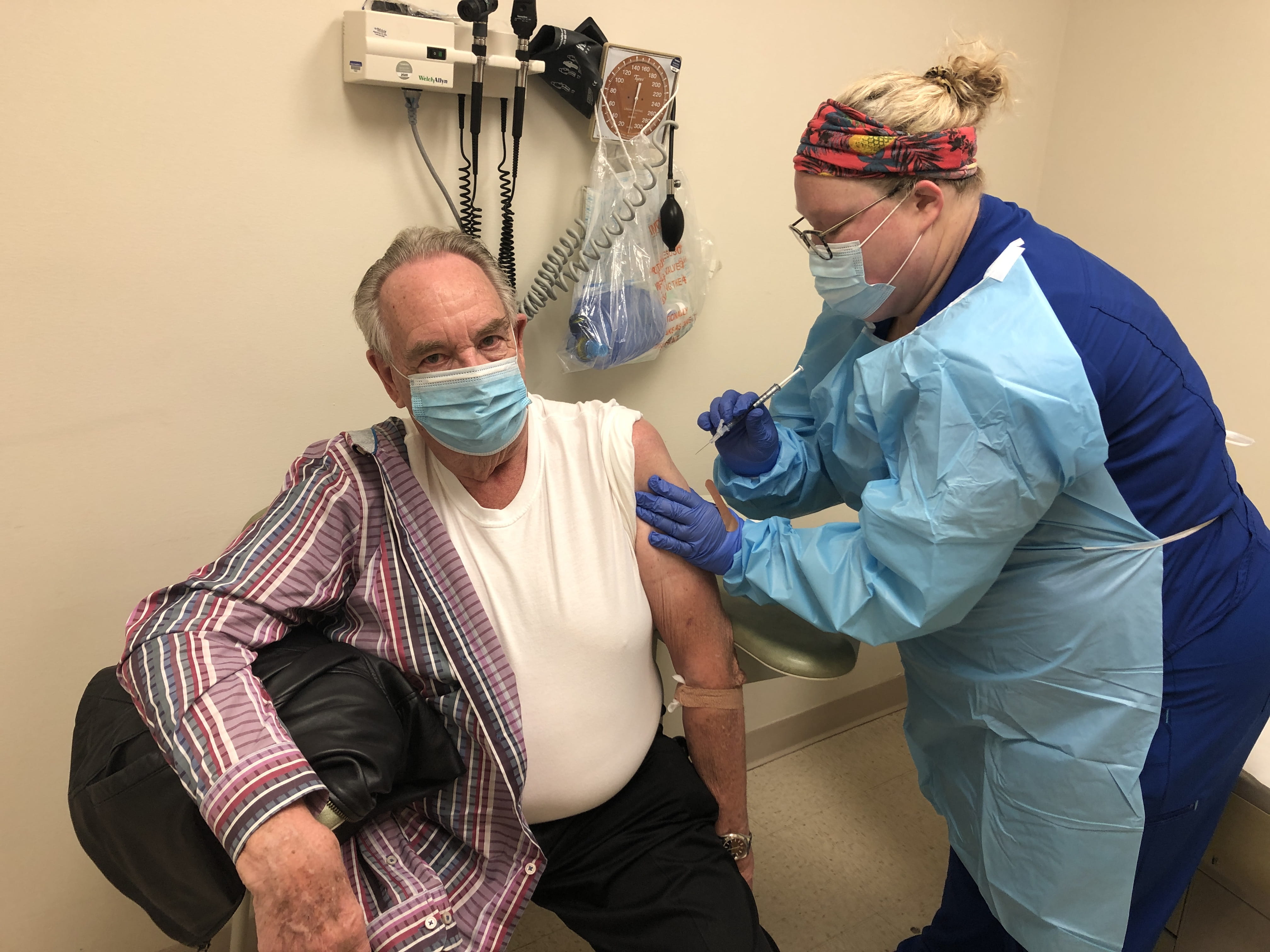 Joe Morris gets shot during AstraZeneca COVID-19 vaccine study