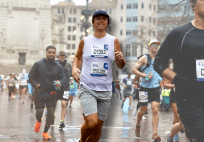 a person running in a race