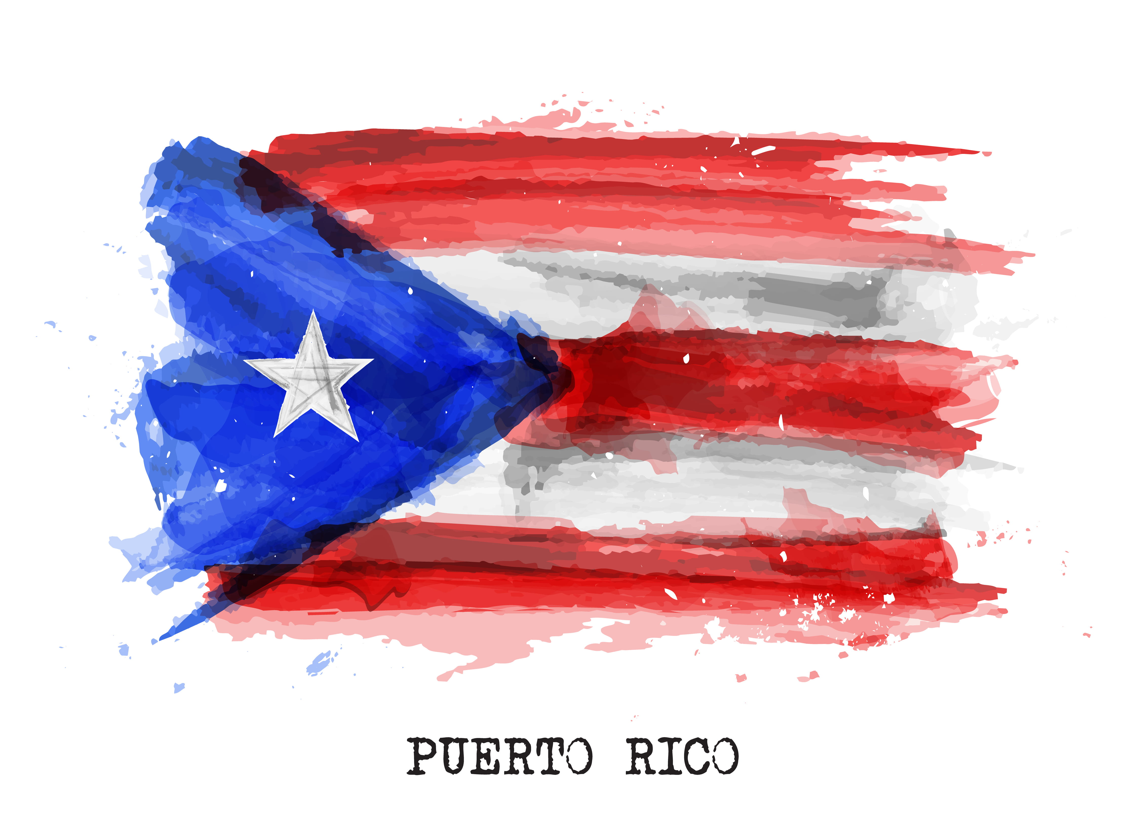 Stylized painted image of the Puerto Rican flag with the words PUERTO RICO on the bottom center.