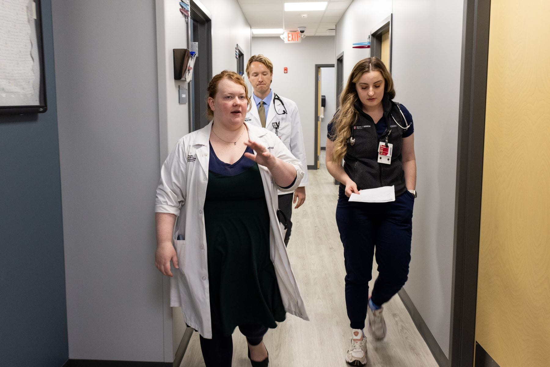 Angela Hatfield, MD and mentees Andrew Gauger and Maddie Wright in the clinic in terre haute