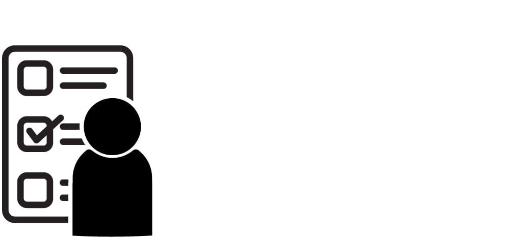 a person icon in front of a quiz sheet