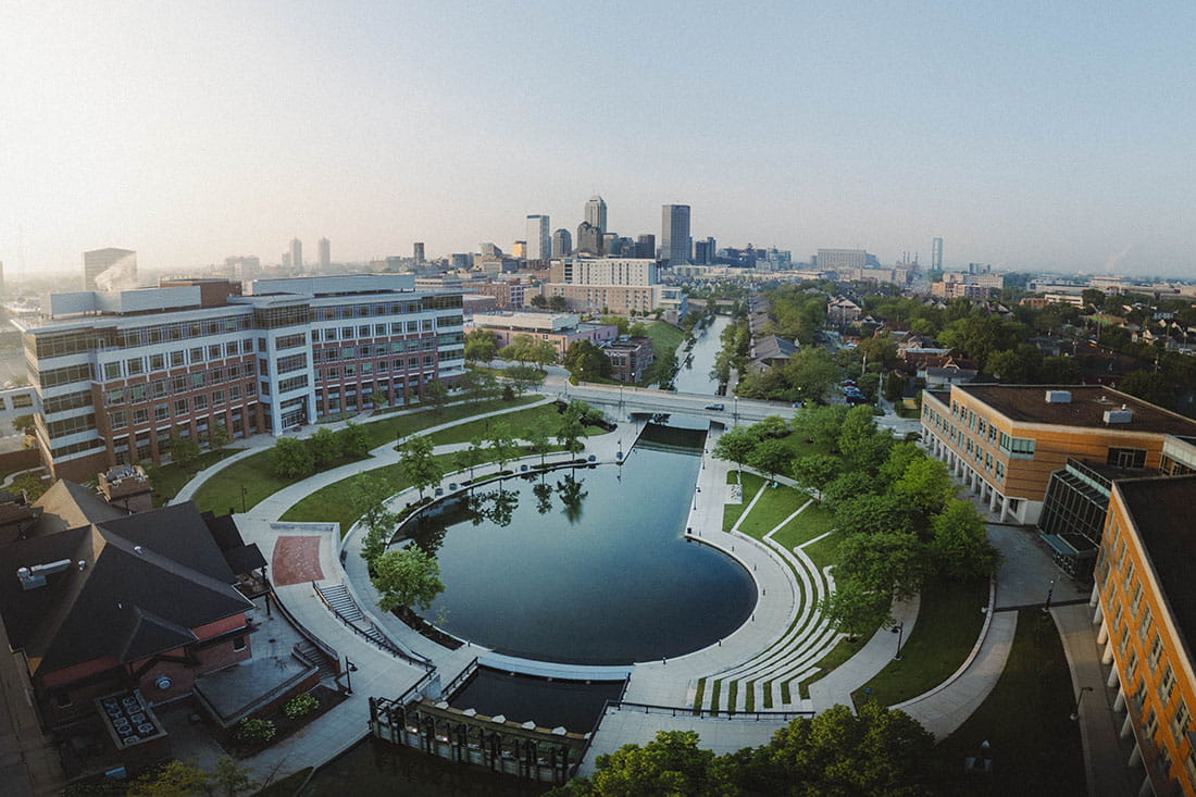 Aerial view of Indianapolis canal