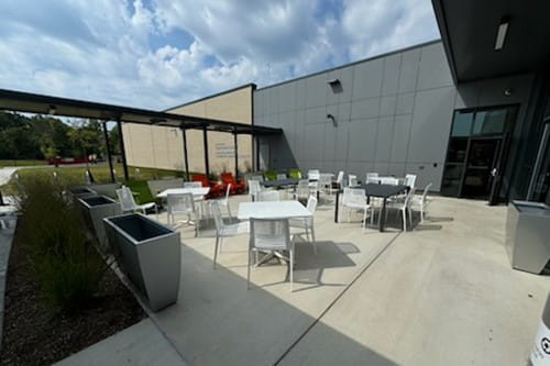 outside courtyard space of new forensic pathology building