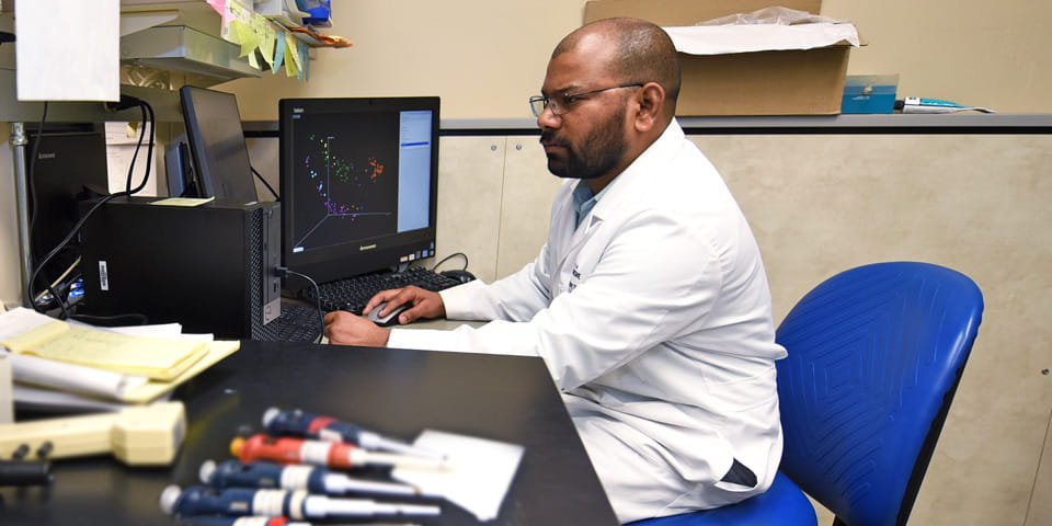 a researcher at work in the lab